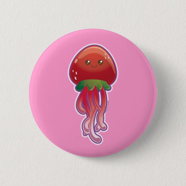 Macaron Rond 5 Cm Méduses de fraise (Devant)