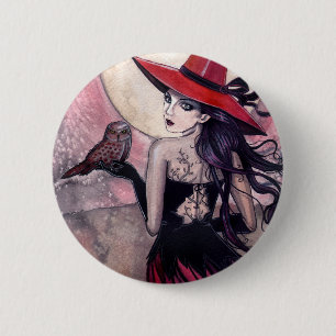 Macaron Rond 5 Cm Méfiez-vous du bouton de sorcière de la chouette t