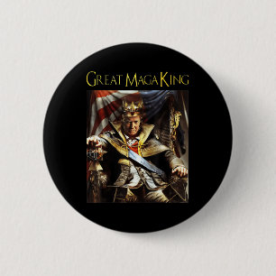 Macaron Rond 5 Cm Mega King USA Flag Fier Ultra Maga Trump