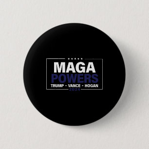 Macaron Rond 5 Cm Méga Pouvoirs Trump Vance Hogan 2024 Patriotique D