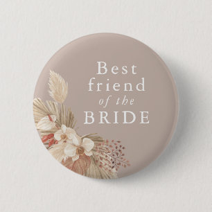 Macaron Rond 5 Cm Meilleur ami de la mariée Boho Pampas Grass