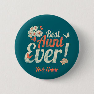 Macaron Rond 5 Cm Meilleur Aunt Ever Vintage Auntie Birthday Godmoth