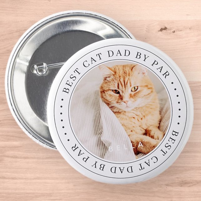 Macaron Rond 5 Cm Meilleur Chat Papa Par Par Classique Photo Simple (Créateur téléchargé)