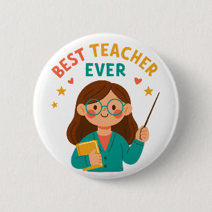 Macaron Rond 5 Cm Meilleur Enseignant Ever – Appréciation de Dessin 