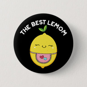 Macaron Rond 5 Cm Meilleur Lemom Funny Lemon Pun Dark BG