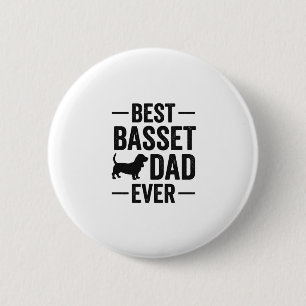 Macaron Rond 5 Cm Meilleur Papa Basset Vintage Gravure T-Shirt Chien