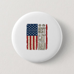 Macaron Rond 5 Cm Meilleur Papa Chat Design de Chemise Vintage Flag_