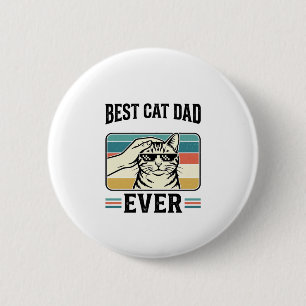 Macaron Rond 5 Cm Meilleur Papa Chat du Monde Design Vintage pour Am