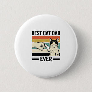 Macaron Rond 5 Cm Meilleur Papa Chat Rétro Chemise Fist Bump Chat_1