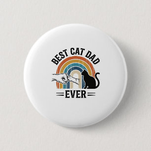 Macaron Rond 5 Cm Meilleur Papa de Chat Vintage Design de Amateur de