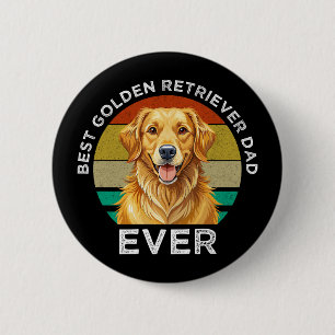 Macaron Rond 5 Cm Meilleur Papa Golden Retriever de tous les temps