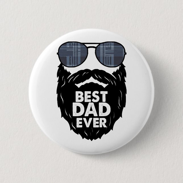 Macaron Rond 5 Cm Meilleur papa jamais barbe barbu lunettes de solei (Devant)
