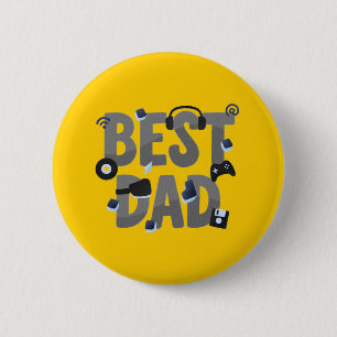 Macaron Rond 5 Cm Meilleur Papa Papa Joueur Graphique Bouton