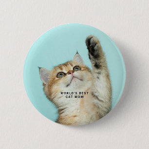 Macaron Rond 5 Cm Meilleure Maman de Chat au Monde Photo Personnalis