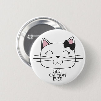 Macaron Rond 5 Cm Meilleure maman de chat blanc jamais avec mignonne