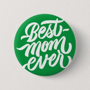 Macaron Rond 5 Cm Meilleure maman jamais manuscrite Typographie de s