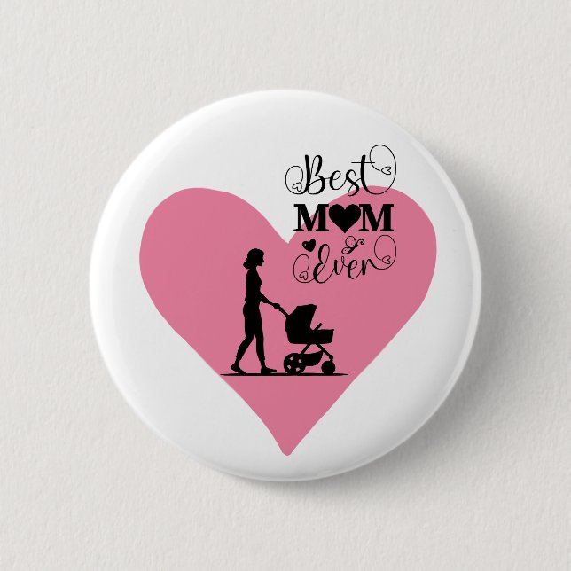 Macaron Rond 5 Cm "Meilleure maman jamais - Moments de coeur" (Devant)
