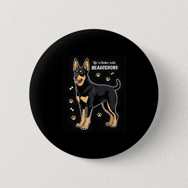 Macaron Rond 5 Cm Meilleure vie avec Beauce Sheepdog Débardeur (Devant)