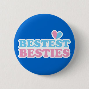 Macaron Rond 5 Cm MEILLEURES BESTIES avec les coeurs mignons BFF mei