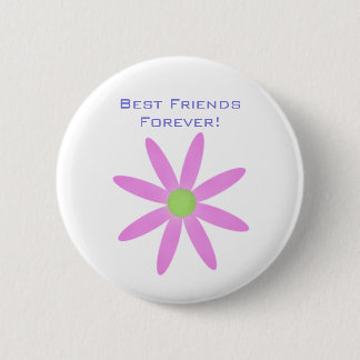 Macaron Rond 5 Cm Meilleurs amis pour toujours ! Bouton de fleur