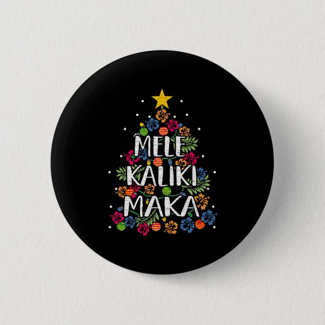 Macaron Rond 5 Cm Mele Kalikimaka Hawaii Christmas (Devant)