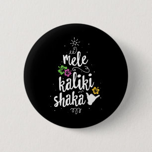 Macaron Rond 5 Cm Mele Kalki Shaka Hawaii Arbre de Noël Kalikimaka