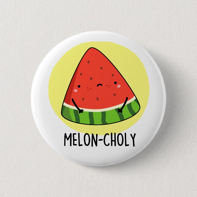 Macaron Rond 5 Cm Melon-choly Funny Sad Watermelon Pun (Devant)