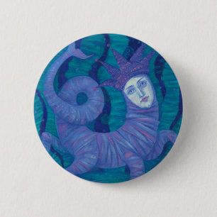 Macaron Rond 5 Cm Melusine, Melusina, imaginaire, surréaliste, eau