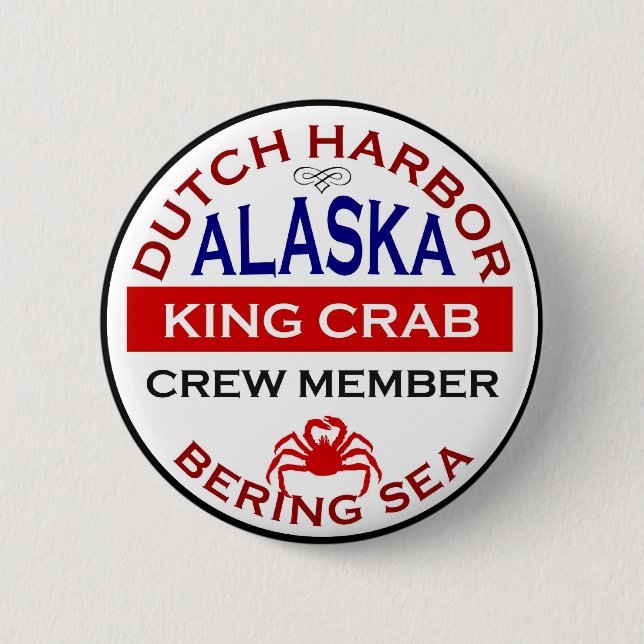 Macaron Rond 5 Cm Membre d'équipage d'Alaska limule de port (Devant)