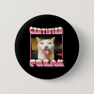Macaron Rond 5 Cm Mème de chat drôle - Mème de chat factice certifié