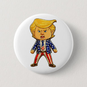 Macaron Rond 5 Cm Meme de dessin animé Chibi patriotique Trump heure
