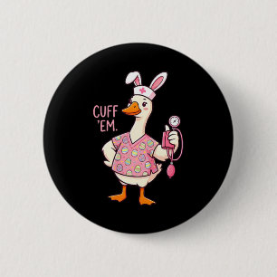 Macaron Rond 5 Cm Mème de l'oie idiote drôle de Pâques Infirmière Cu