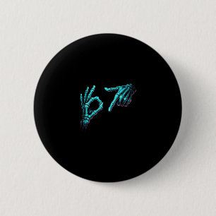 Macaron Rond 5 Cm Mème de main de squelette drôle 67 Gen Alpha Hallo