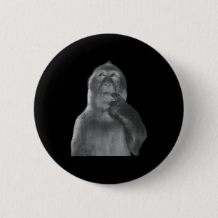 Macaron Rond 5 Cm Mème de singe pensant drôle Rotation cérébrale du