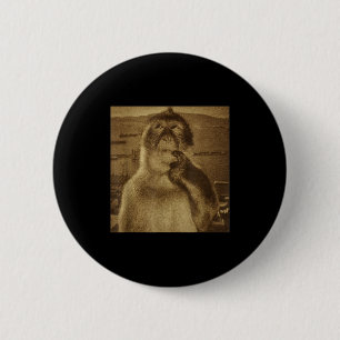 Macaron Rond 5 Cm Mème de singe pensif Vintage Rétro