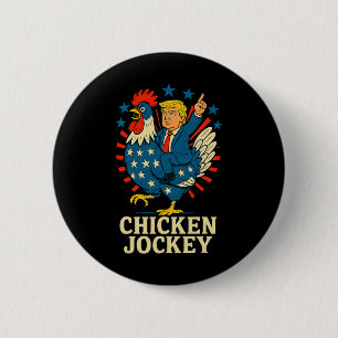 Macaron Rond 5 Cm Mème drôle de Jockey de poulet Trump