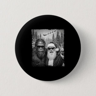 Macaron Rond 5 Cm Mème drôle de Sasquatch Photo cool avec Santa Noël