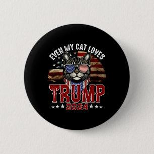 Macaron Rond 5 Cm Même My Cat aime Trump 2024 États-Unis Drapeau amé