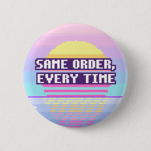 Macaron Rond 5 Cm Même ordre, chaque fois Bouton Pixel Neurodivergen