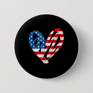 Macaron Rond 5 Cm Memorial Day &amp ; 4 juillet Coeur Partiotique