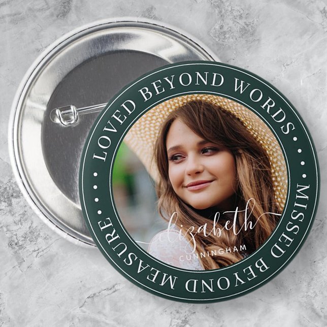 Macaron Rond 5 Cm Memorial Love Beyond Words Élégant Photo Chic (Créateur téléchargé)
