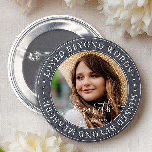 Macaron Rond 5 Cm Memorial Love Beyond Words Élégant Photo Chic