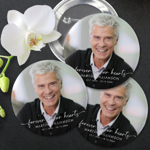 Macaron Rond 5 Cm Mémorial pour toujours dans nos coeurs Photo perso