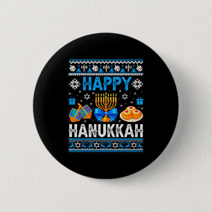 Macaron Rond 5 Cm Menorah de Hanoukka dreidel Pyjama dégueulasse de