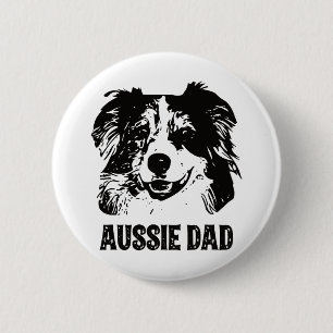 Macaron Rond 5 Cm Mens Aussie Papa - Australian Shepherd Chien Papa