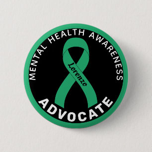 Macaron Rond 5 Cm Mental Health Awareness Advocate Black Button