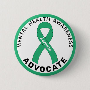 Macaron Rond 5 Cm Mental Health Awareness Advocate White Button
