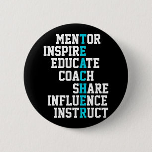 Macaron Rond 5 Cm Mentor Inspire School Nerd Funny Teacher