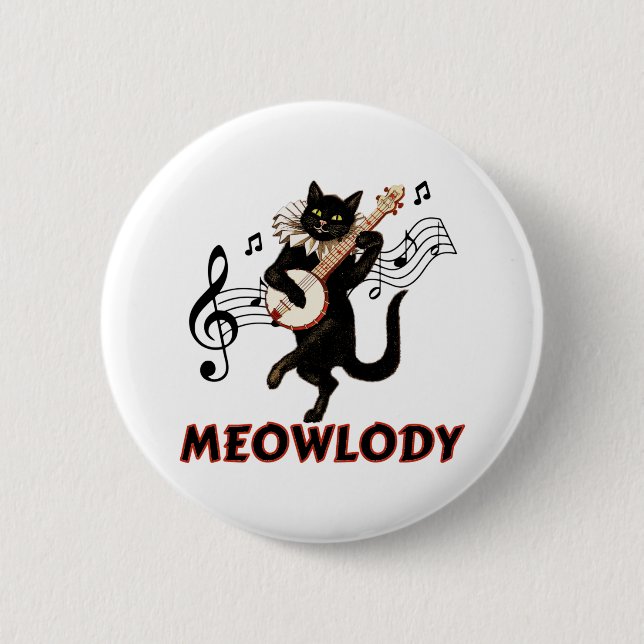 Macaron Rond 5 Cm Meolody Cat Music Guitare (Devant)
