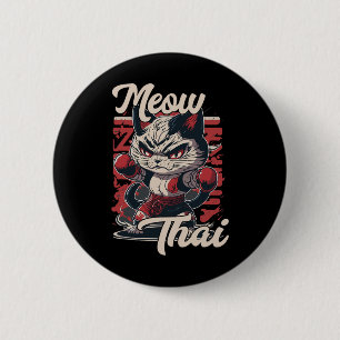 Macaron Rond 5 Cm Meow Thai Fighter Chat Muay Thai Boxe Chat Pour Ho